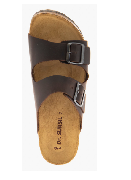 Сандалии мужские из натуральной кожи, с пробковой анатомической стелькой коричневые Сурсил 1718U-3 фото 4