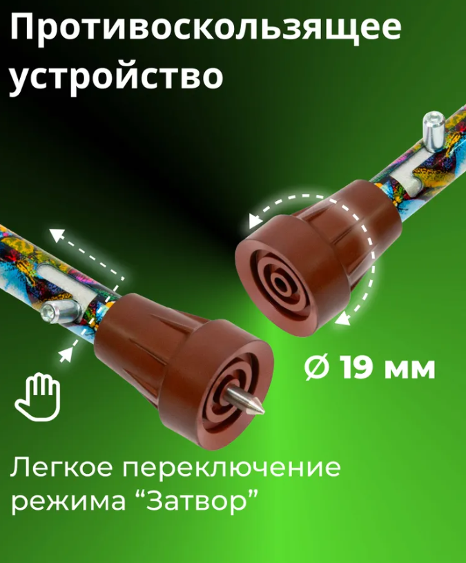 Трость телескопическая с пластмассовой ручкой ТР1(ПР) с УПС, цвет Бабочки фото 2