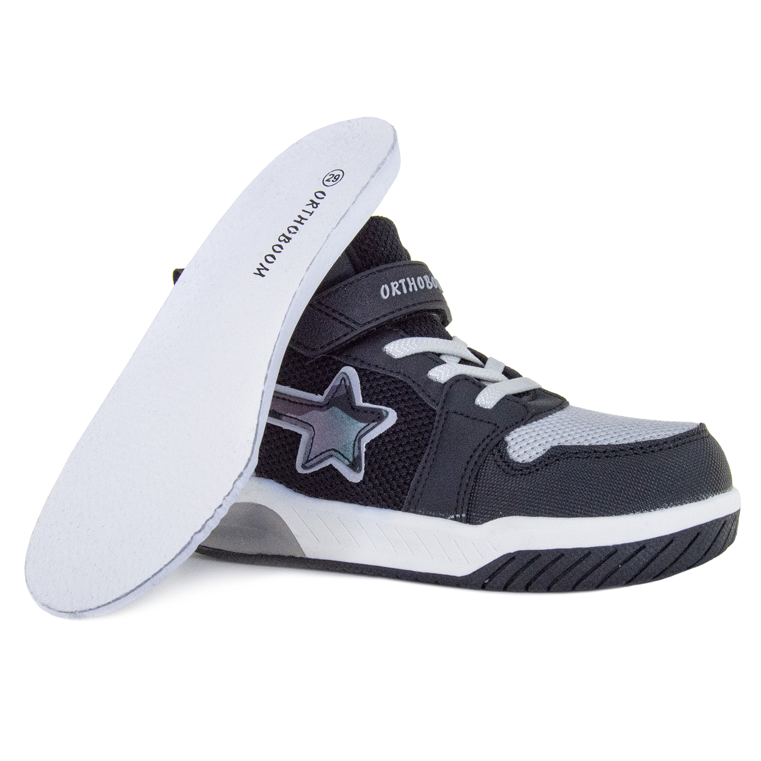 Ортопедические кроссовки Orthoboom 30247-16, цвет черный со звездой фото 2